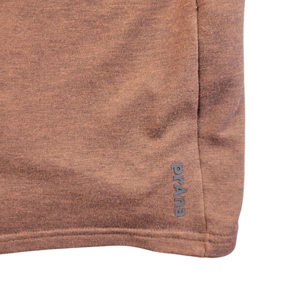 Prana Sweater Mens Large Maroon Quarter Zip Mock Neck Pull Over With Thumb Holes - Picture 9 of 11